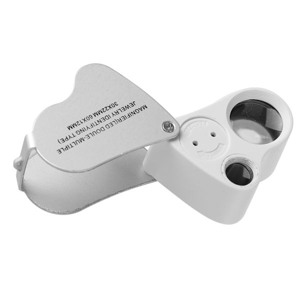 Smykker Lupe ABS Aluminium 30X 60X Dobbelt Linse LED Lupe Lampe til Smykker Identificering