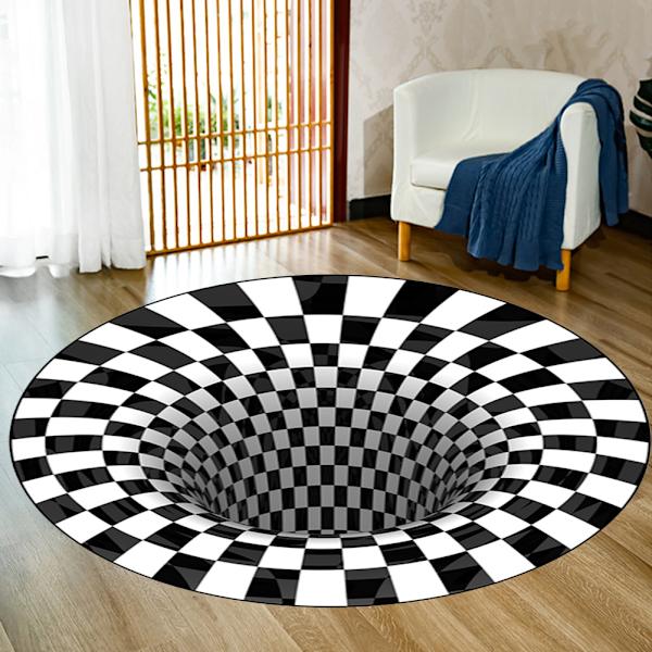 3D Rund Matta Mattor Vardagsrum Dörrmatta Soffbord Filt 3D Optisk Dekorativ Matta för Sovrum Matsal Kontor