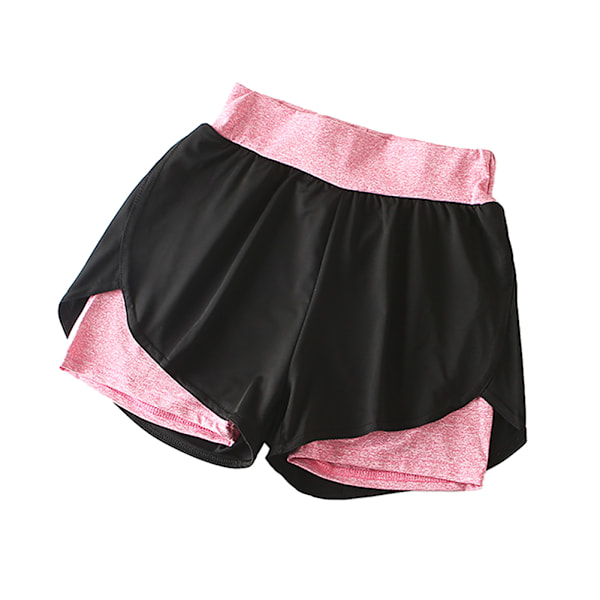 Damesportsshorts Løs høy midje Hurtigtørkende yogashorts for kvinner for treningsløping Rose Red L