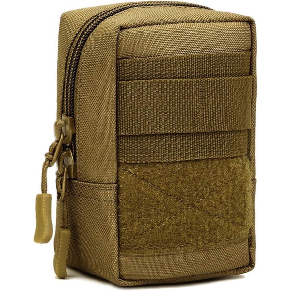 Militær taktisk bæltetaske Molle telefontaske Mini multifunktion annekstaske til vandring Camping Trekking Sportsudflugt, brun