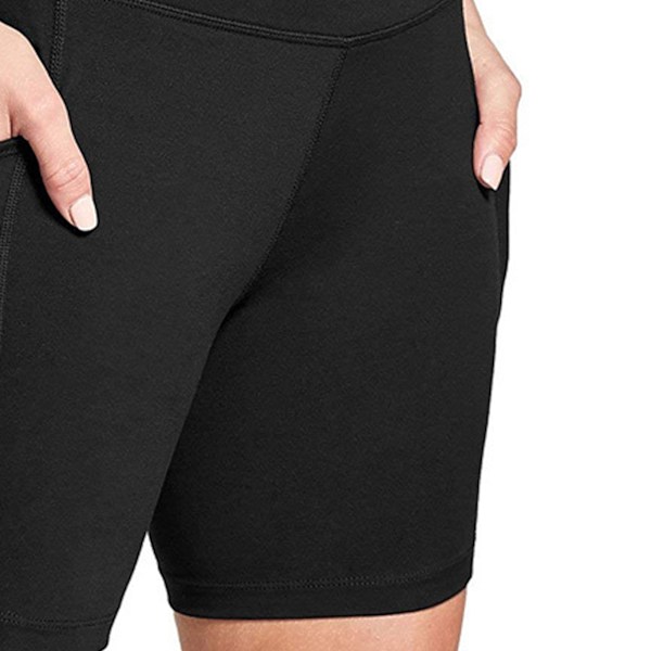 Høytaljede Atletiske Shorts Høy Elastisk Undertøy for Trening Yoga Løping Trening Fitness Svart M