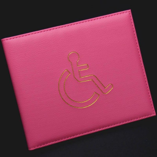 Rose Red-handikappad ID-korthållare och timer, Pu-läder ID-korthållare, ID-korthållares skydd, handikappad ID-kortshållare med hologram