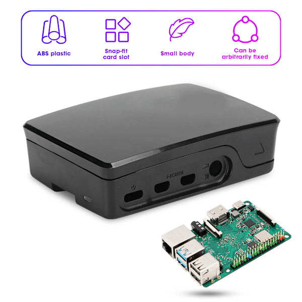 ABS Kabinet Sort Hvid Passer til Raspberry Pi 4B Beskyttende Skal Sort