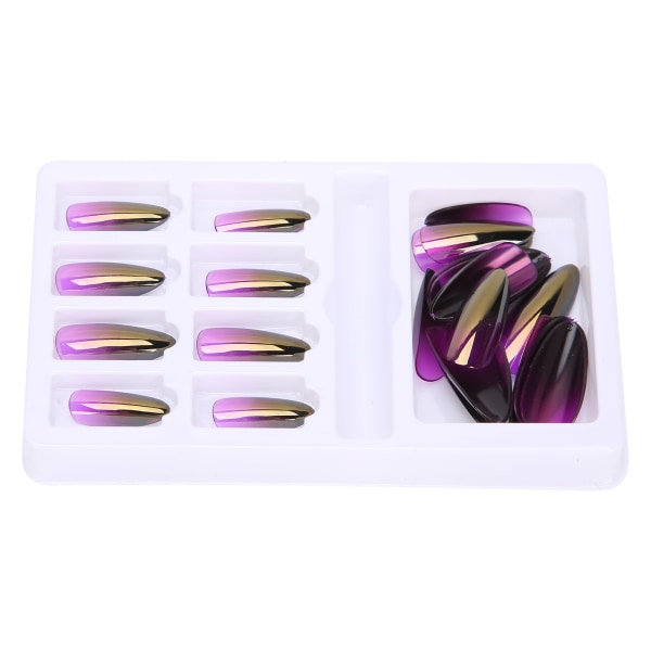 Gradient spetsiga falska naglar tips Set Färgade cover konstnaglar med nagelfilF745-14