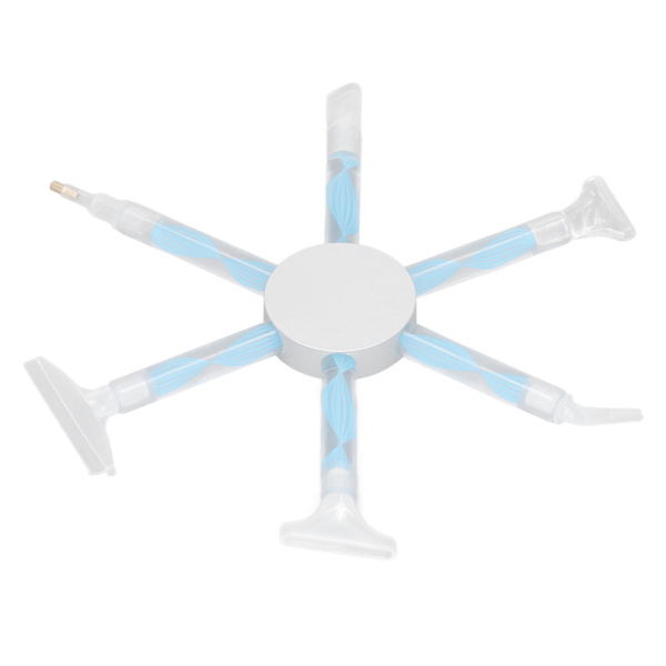 Multi Link Diamantmalingspenn med 6 Plasttipper Blå Diamantmaling DIY Aluminium Legering Multi Point Drill Penn Verktøy