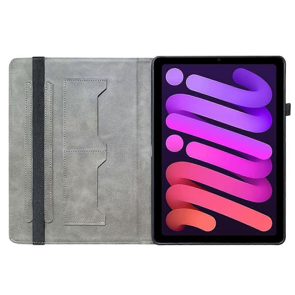 Leather Case with Printed Pattern and Stand for iPad mini (2024)/(2021) with Card Slots