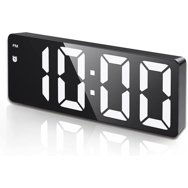 Digital LED-display väckarklocka med temperatur och datum, vit