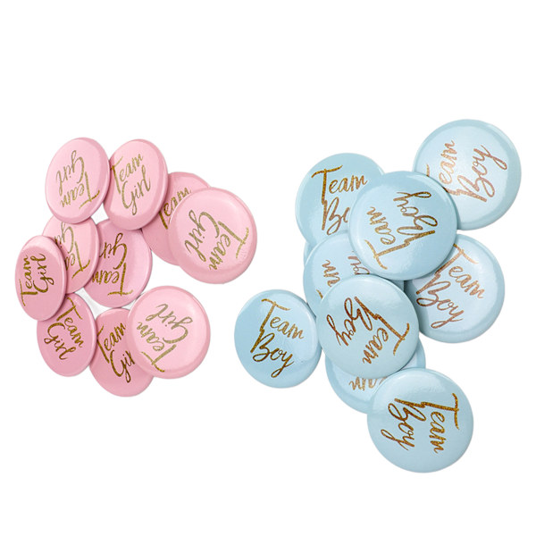 3-pack Kön Avslöjande Knappnål Metallmaterial Blå Rosa Engelsk Mönster Attraktiv Dekorativ Fest Kön Avslöjande Badge