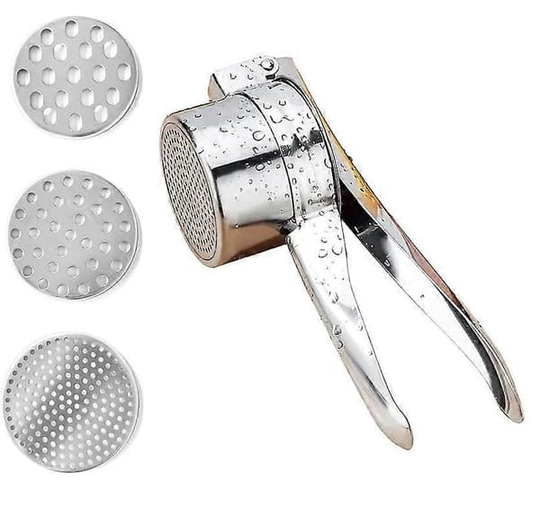 Stainless Steel Potato Masher with 3 Interchangeable Discs