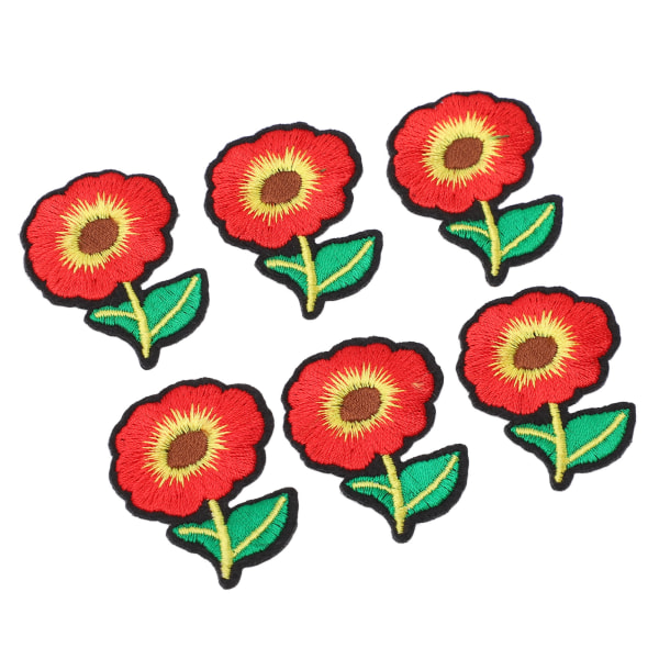 6 stk. Stryke-på-merker Rød Blomsterdesign Sikre Vaskbare Holdbare Bomullsmerker Bred Anvendelse Stryke-på-merker for Skjorte Jeansjakke