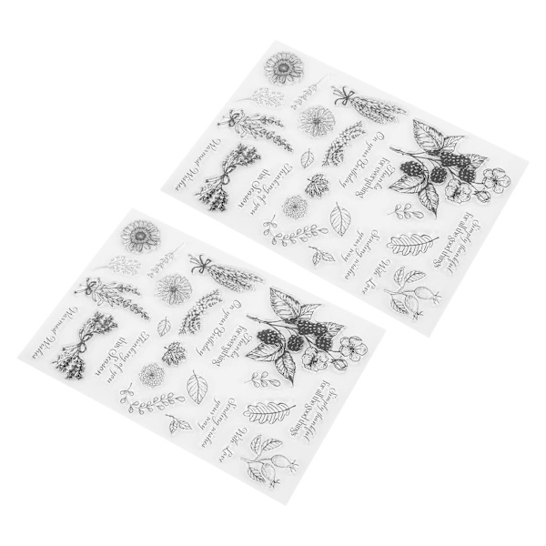 2 stk. Transparent Stempel Plantetema Trygt Gjenbrukbart Materiale Bred Anvendelse Klart Stempel for Kort Bok Konvolutt