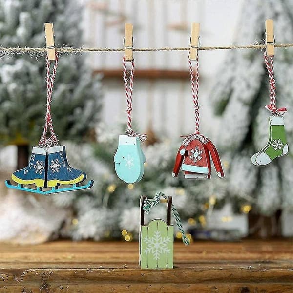 6-piece Mini Christmas Tree Ornament Set - Rustic Seasonal Decor for Festive Tree