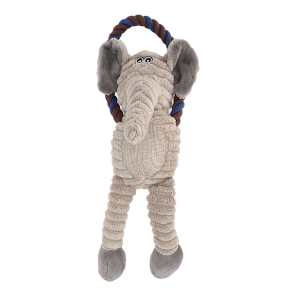 Plush Leksak för Hundar med Flätat Rep för Tandgnissling och Rengöring - Pipande Elefant