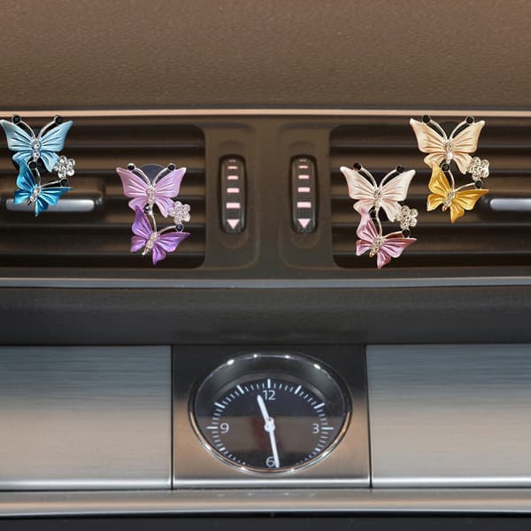 2 stk Butterfly Bil Luftventil Klipp Bil Duft Bil Diffuser Luftfriskere Rhinestone Bil Bling Tilbehør