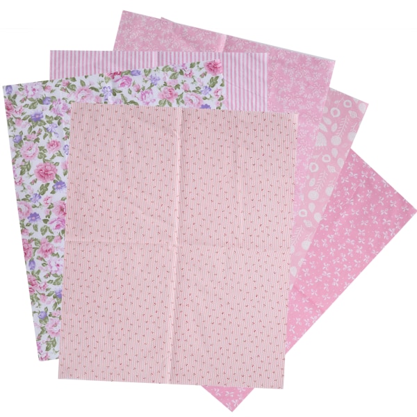 6 stk bomullsstoff kypert utskriftsklut DIY håndlaget patchwork quilting syhåndverk 50x40 cm (rosa (6 farger))