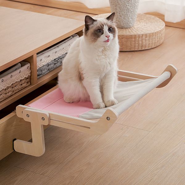 Katthamnäck Säng Träram Stark Bärförmåga Ventilerad Kattunge Fönsterplats för Alla Säsonger Typ A Fri Storlek