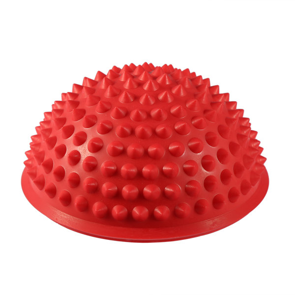 PVC halvrund massagebold til yoga, fitness og motion (rød)