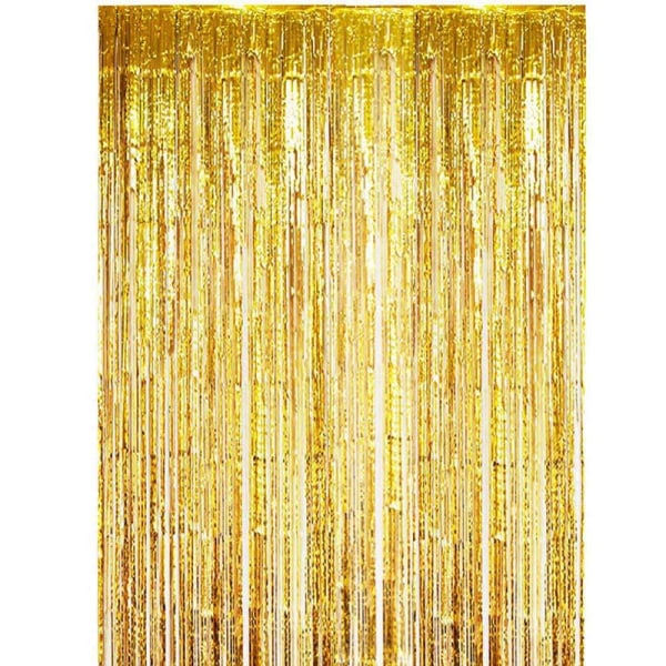 2 stk 1*2,5 m Rosegold metallisk tinsel gardin, folie frynser gardiner, baggrund til festbilleder, fødselsdagsdekoration