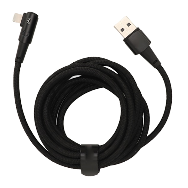 Opladerkabel til iPhone 90 Grader 2 Meter Hurtig Opladning 2.4A Kabel Sort