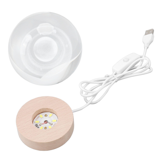 3D Saturn Natlampe Krystalbold Natlys LED Træ Inter Carving Bordplade Ornamenter til Venner Børn Gaver Saturn Hvidt Lys