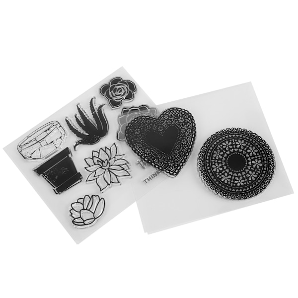 2 Arkkia Läpinäkyviä Leimasimia, Uudelleen Liimattavia DIY-korttien Tekoleimasimia Korttien Tekoon DIY-leikekirjoihin ja Päiväkirjoihin