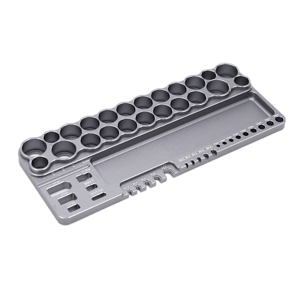 RC Værktøjsopbevaringsstativ Aluminiumlegering RC Skruetrækker Saks Værktøjssæt Organizer med fastgørelseshuller Grå
