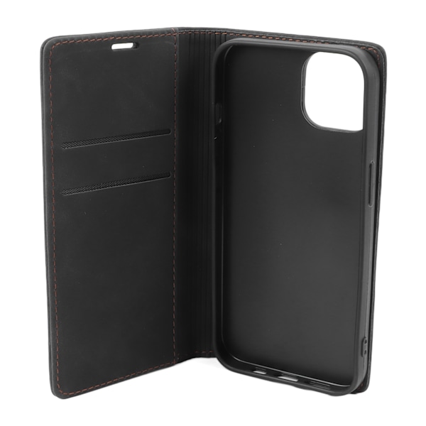 Wallet Case med Kortholder PU Læder Kickstand Kort Slots Case Holdbart Stødsikkert Telefon Cover All Round Beskyttelse Sort til IPhone 13