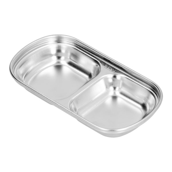 Krydderiskål i rustfrit stål, fortykket hotpot-sauce, opdelt gitter, snackskål til kantine, 2 gitre
