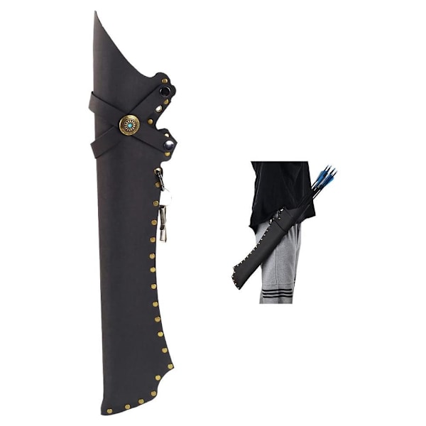 Bueskyte Kogger Bueskyting Ryggpilkoggerholder PU Lær Bueskyte Kogger med Belteklips for Felt og Trening black