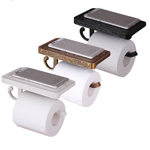 Europæisk stil Space Aluminium toiletpapirholder med telefonhylde