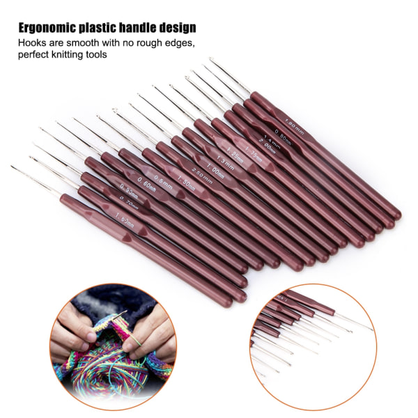 Ultrafin blonde heklenålsett med plasthåndtak - Strikkepinne i rustfritt stål for gjør-det-selv-syverktøy