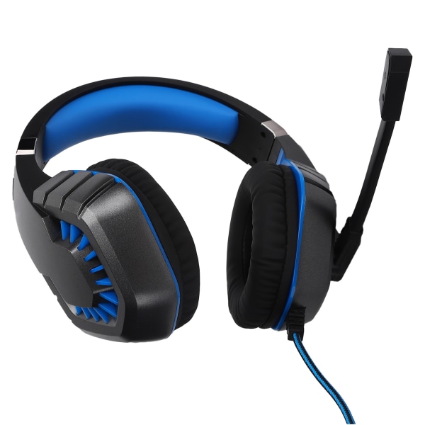 Kablet spillhodetelefon med LED-lysmikrofon Dataspill Headset Plug and Play (blåsvart)
