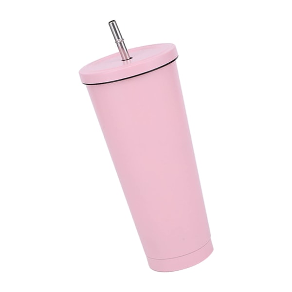 Kaffe Kops 750ml Rejsekrus Isoleret Rustfrit Stål med Låg og Sugerør Varm og Kold til Kaffe Drikke Rejse Hjem Camping Kontor Pink