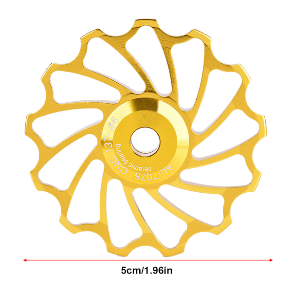 1 pari MEIJUN keraaminen laakeri takavaihtajan rulla Jockey Wheel Bike Guide Roller (13T, kultainen)