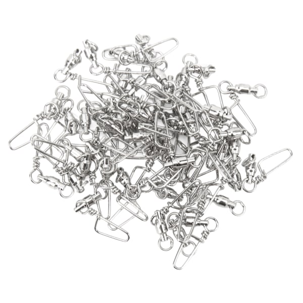 50 st High Strength Fiske Snap Swivels Rostfritt Stål B-Typ Kullager Swivels för Saltvattenfiske 1#