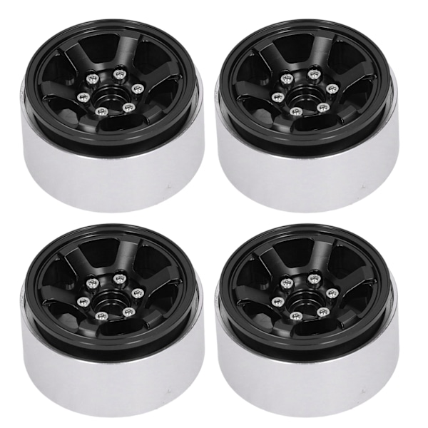 4 stk 1,9 tommers RC Beadlock Hjulnav Aluminium Legering CNC RC Hjulfelger Nav Utbytting for Axial SCX10 for Hsp Svart