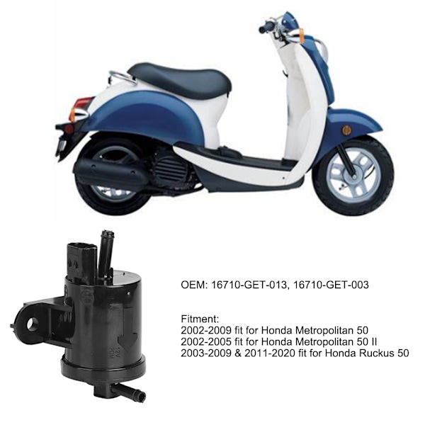 Bränslepump Scooter Ersättning 16710-GET-013 passar för Honda Metropolitan/Ruckus 50