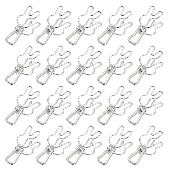 20 stk. Clips Multipurpose Multifunktion Elektroplettering Hul Metal Binder Stærk Fjeder Clip Sølv