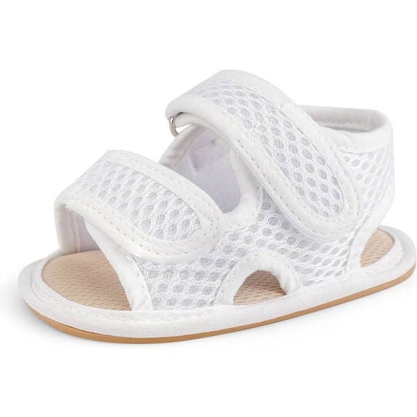 Halkfri gummi sommar platta skor för pojkar och flickor vita baby