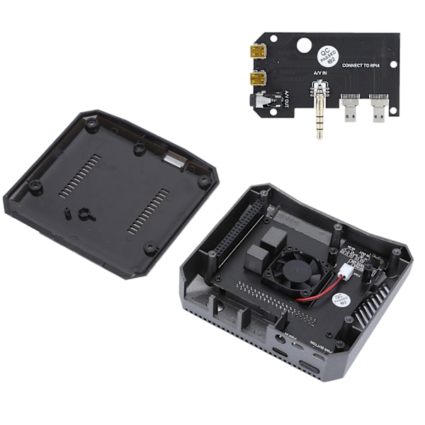 Fodral för Raspberry Pi 4B Mini Dator Aluminiumlegering Skal Inbyggd Fläkt Datortillbehör