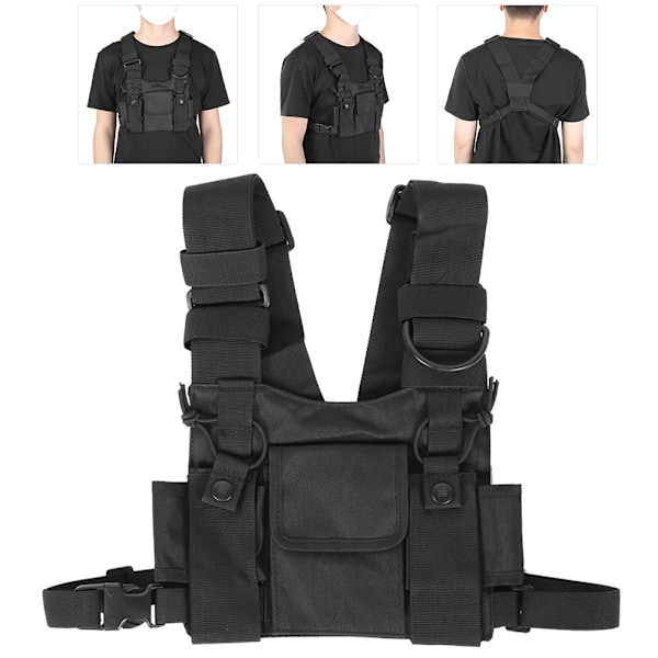 Walkie Talkie Bröst Front Pack Ficka Taktik Utomhus Väst Rig Bärväska Förvaringsväska