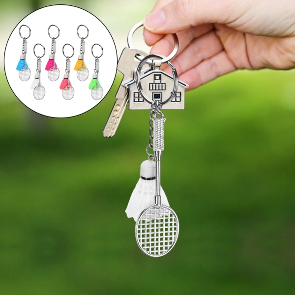 6st Mini Nyckelring Nyckelring Hänge Simulering Badminton Battledore Hängande dekoration