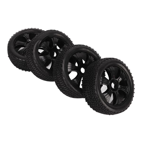 4 st korta lastbilsdäck med monteringsverktyg Gummidäcksbyte för 1/10 RC modellbil Svart