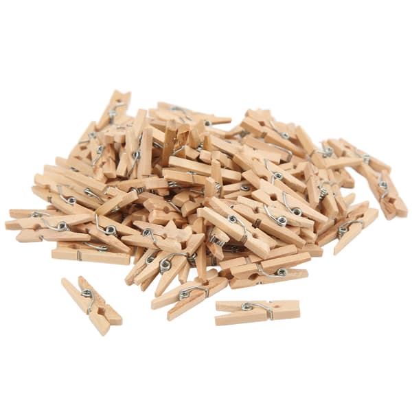 100 stk Mini Klesklyper i Tre Ubehandlet Solid Holdbar Bred Anvendelse Klesklyper Bildeklips