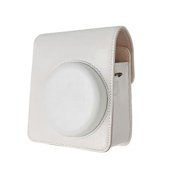 PU Leather Protective Case for Fujifilm Instax Mini 40 Camera Bag with Shoulder Strap - White