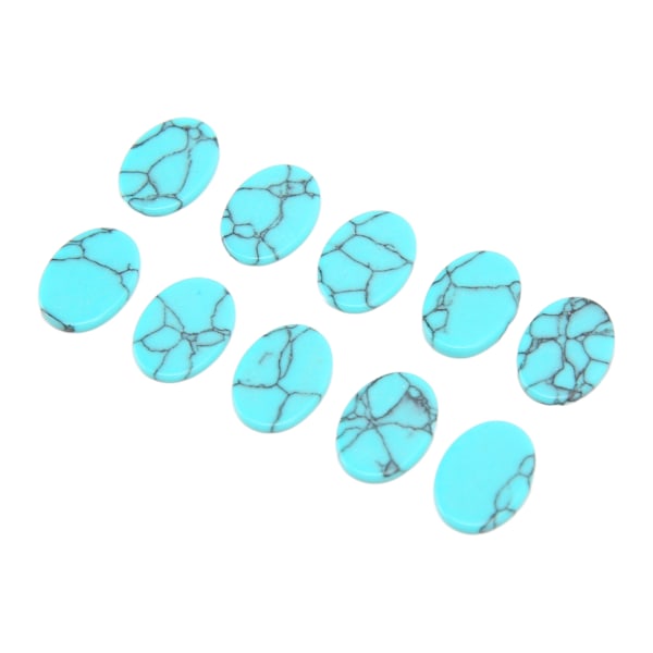 10 stk. flade turkissten ovale blanke DIY smykkesten flad turkis til øreringe armbånd vedhæng påfugleblå 12x16mm (BxL)