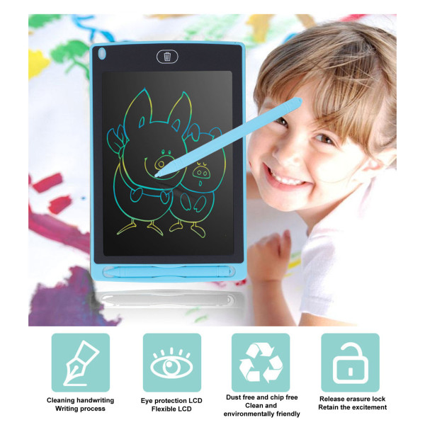Värikäs pyyhittävä LCD-kirjoitustabletti, 8,5 tuumaa – opettava oppimislelu lapsille