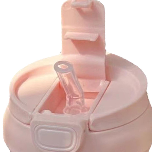 420 ml plastvattenmugg med lock, halmmugglock, hundmönster, bärbar vattenmugg för gym, vandring, promenader, utomhussporter, rosa