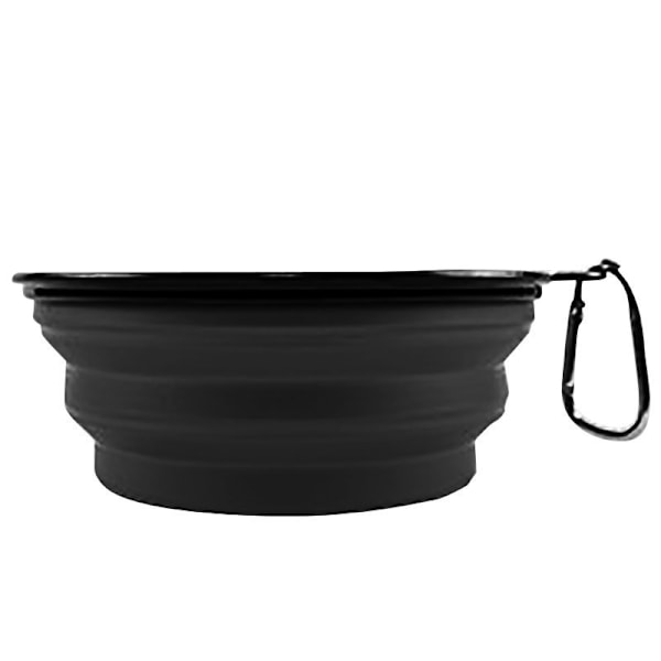 Collapsible Dog Bowls Silicone Portable Travel Water Food Bowls with Carabiner Clip for Traveling Hiking Walking Black