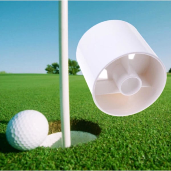 2 stk - Det essensielle golftilbehøret til puttinggreenen din - samsvarer med hvit ABS-plast, dimensjon: 10 cm høy med en diameter på 10,8 cm 17 mm